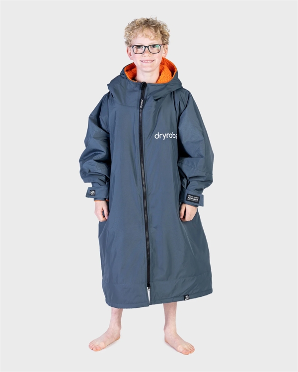 Dryrobe Advance KIDS Long Sleeve - Dark Grey/Orange